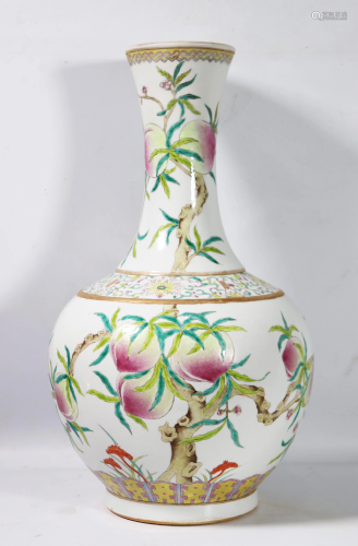 Chinese 9 Peaches Porcelain Vase