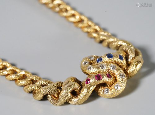 European 19 C 18 Karat Gold Knot Link Brace…