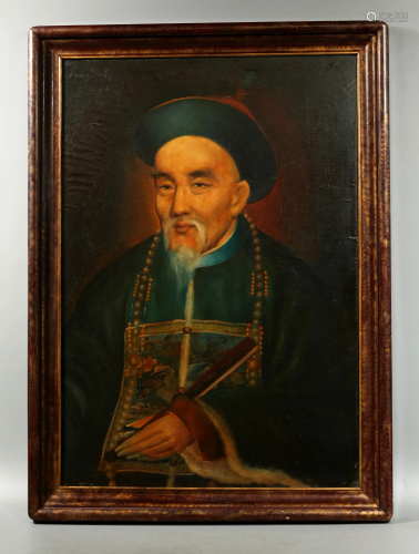 Sotheby's; Chinese 19 C Oil Portrait Li Hongz…