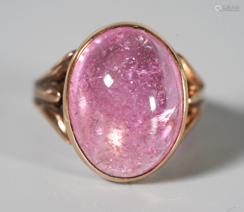 Pink Tourmaline Cabochon 14 Karat Gold …