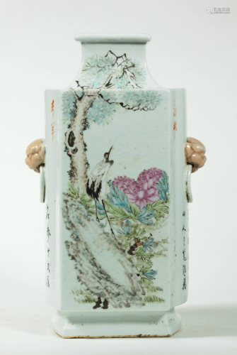 Chinese Artist-Painted Porcelain 4-Side V…