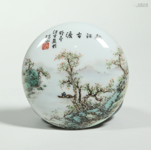 Chinese Qing Artist Painted Seal Paste Box