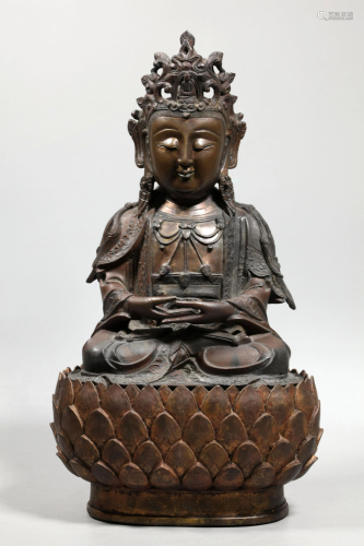 Sotheby's Chinese Ming Bronze Guanyin Lotu…