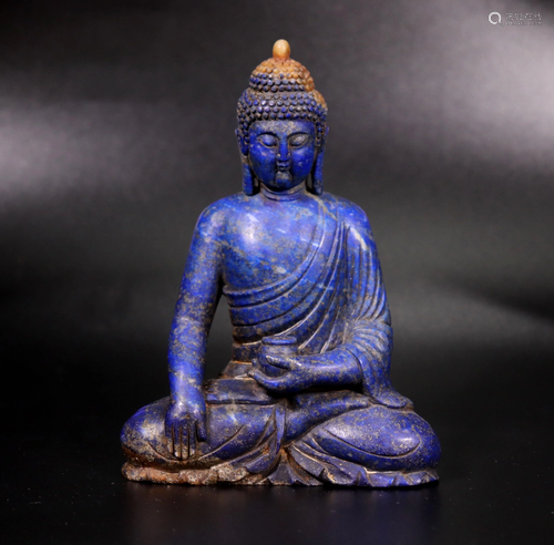 Chinese 18/19 C Carved Lapis Lazuli Healin…