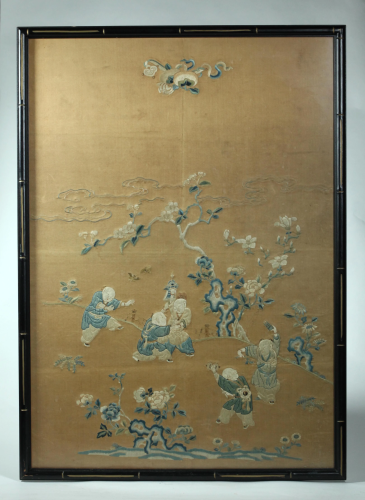 Chinese 18/19 C Silk Embroidered Boys Panel