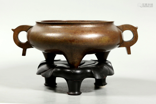 Chinese 18/19 C Bronze Incense Burner & St…