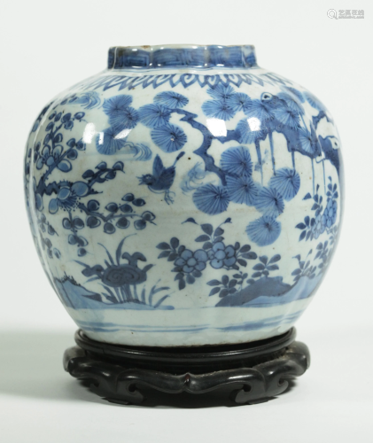 Chinese Ming Blue & White Melon Shape Porcel…