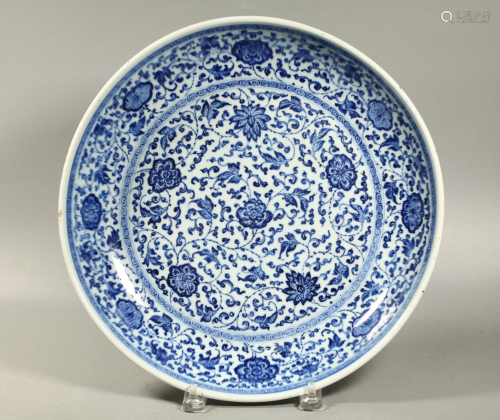 Christie's Chinese 18 C Blue White Porcelain Plate