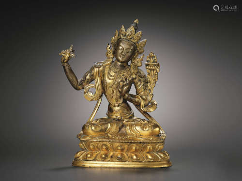 十八世纪 铜鎏金文殊菩萨