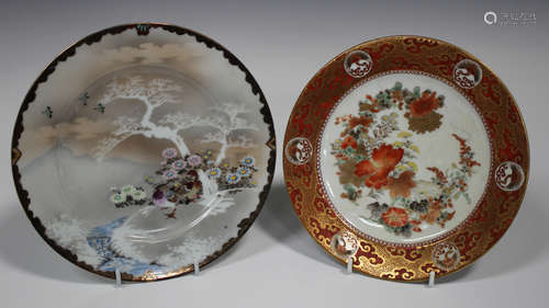 A Japanese Kutani porcelain side plate, Meiji period, typically painted in iron red and gilt with