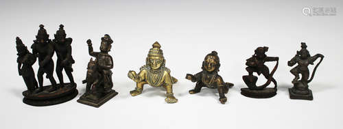 A small group of four South Indian bronze figures, late 19th century, comprising Balakrishna,