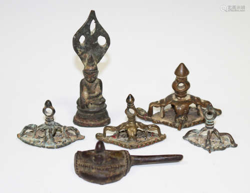 A group of four Indian Hindu temple bronze body stamps, 18th/19th century, probably Orissa or