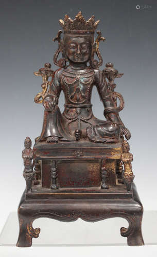 A Sino-Tibetan bronze figure of a Bodhisattva, probably late Qing dynasty or later, modelled