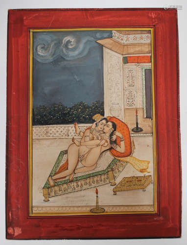 A group of three Indian Mughal style paintings, late 19th/early 20th century, each painted in