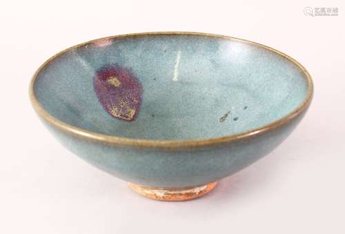 A GOOD 18TH / 19TH C CHINESE JUN WARE POTTERY BOWL, 8cm X 19cm