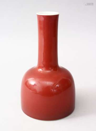 A GOOD CHINESE COPPER RED PORCELAIN BELL SHAPED VASE, the base of the vase bearing a six character