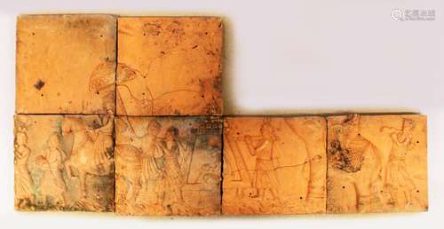 A GOOD SET OF INDIAN TERRACOTTA TILES,