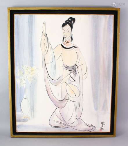 A GOOD 20TH CENTURY CHINESE PAINTING OF GUANYIN - LIN FEM YANG, the painting painted upon paper or