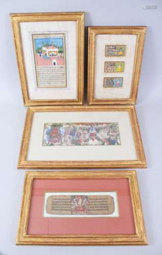 A COLLECTION OF FOUR EARLY 15TH-16TH CENTURY MANUSCRIPTS, all framed and glazed and various signed.