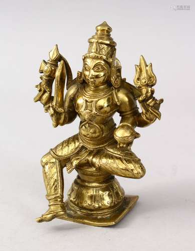 A FINE QUALITY 19TH CENTURY BRONZE FIGURE OF A MULTI ARM GOD, 13cm high.