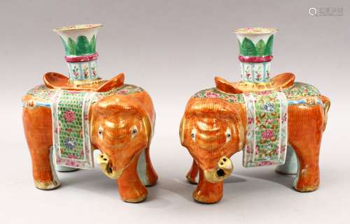 A LARGE AND FINE PAIR OF 19TH CENTURY CHINESE CANTON FAMILLE ROSE PORCELAIN CANDLESTICKS OF