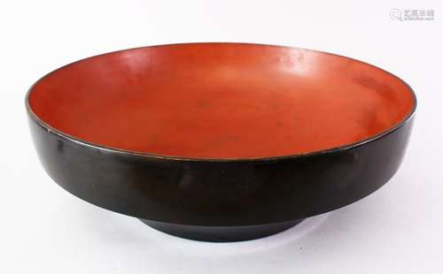 A LARGE JAPANESE MEIJI PERIOD LACQUER BOWL, 45.5cm diameter.