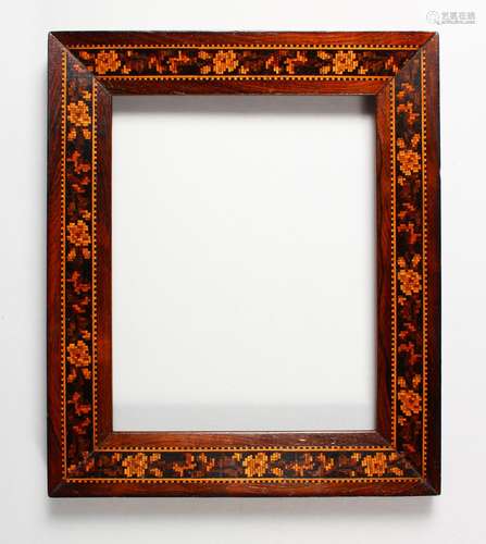 A TUNBRIDGE WARE MARQUETRY INLAID PHOTOGRAPH FRAME. 9ins x 7.5ins.