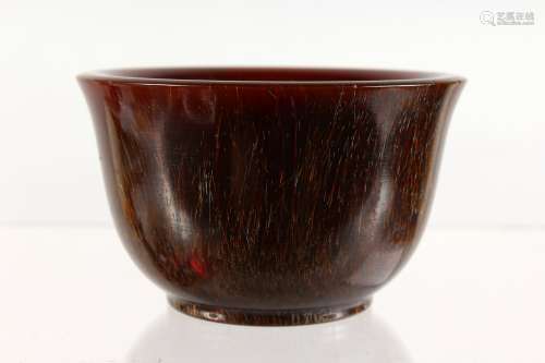 A PLAIN CHINESE CARVED HORN BOWL. 4ins diameter.