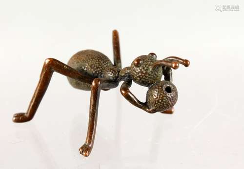 A JAPANESE BRONZE MODEL OF AN ANT. 2ins long.