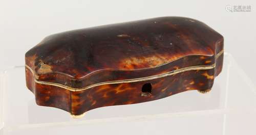 A SMALL VICTORIAN TORTOISESHELL BOX. 6ins wide.