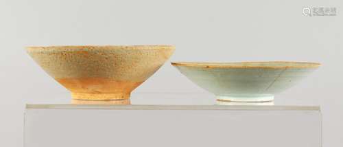 TWO EARLY CHINESE EARTHENWARE BOWLS.