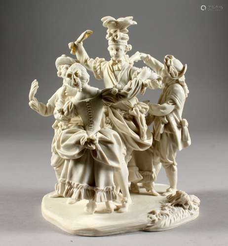 A SEVRES WHITE BISCUIT GROUP OF ' LE PAS DE CINQ', originally modelled by Étienne-Maurice