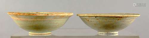 TWO EARLY CHINESE EARTHENWARE BOWLS.