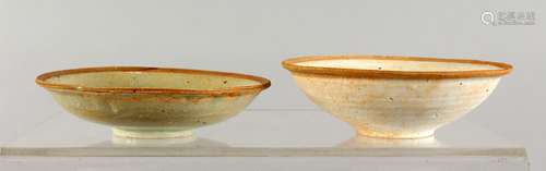 TWO EARLY CHINESE EARTHENWARE BOWLS.