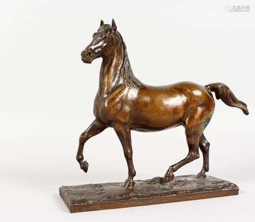 JEAN FRANCOIS THEODORE GETCHER (1796-1844) FRENCH A GOOD BRONZE OF A MARE, on a rectangular base.