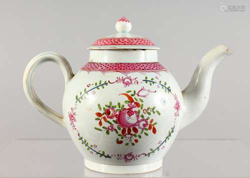 A CHINESE FAMILLE ROSE TEAPOT AND COVER.