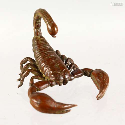 A JAPANESE BRONZE MODEL OF A SCORPION. 2ins long.