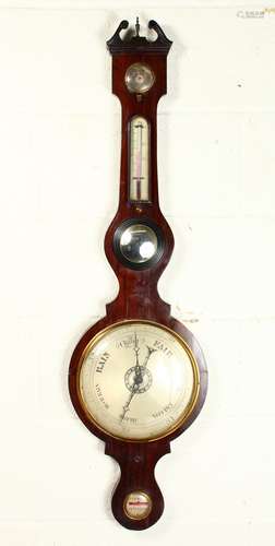 A 19TH CENTURY ROSEWOOD CASED WHEEL BAROMETER, with thermometer and hygrometer, signed J. A. MARK,