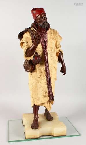 A GOOD LARGE VIENNA COLD PAINTED BRONZE FIGURE OF A STANDING MALE ARAB, LATE 19TH/EARLY 20TH