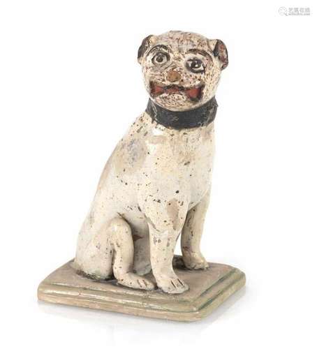 SITZENDER MOPS, TERRACOTTA,