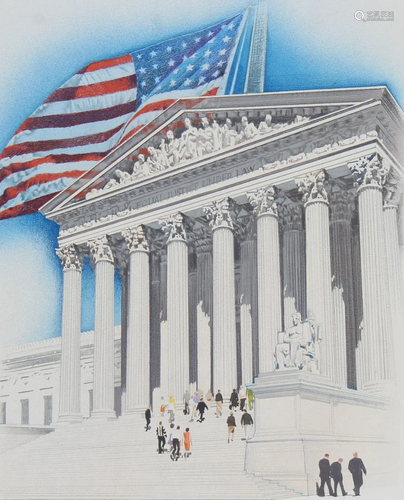 Jim Butcher (B. 1944) Flag over Supreme Court