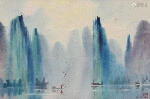 20th C. Chinese School Watercolor, Signed.