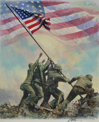 Dennis Lyall (B. 1946) Flag Raised at Iwo …