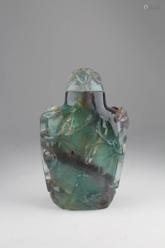 19th C. Chinese Carved Flourite Snuff Bottle