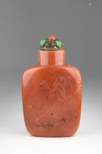 19th C. Chinese Carved Stone Snuff Bottle