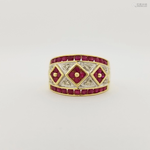 14K Gold Ruby & Diamond Ring