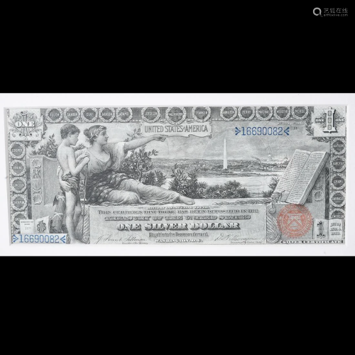 One Dollar Silver Certificate 1896, Framed. …