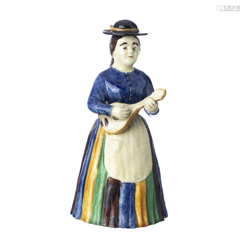 Bottle 'Female figure' in faience of Caldas