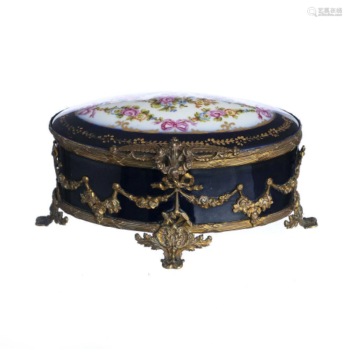 Porcelain and bronze jewelry box