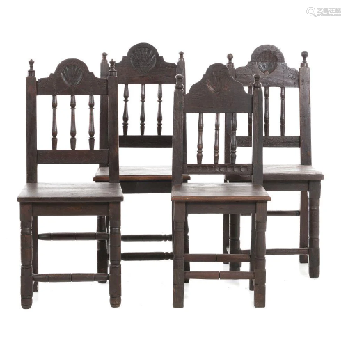 Four rustic chairs